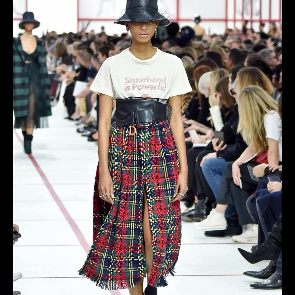 Dior Red and Blue Plaid Maxi Skirt